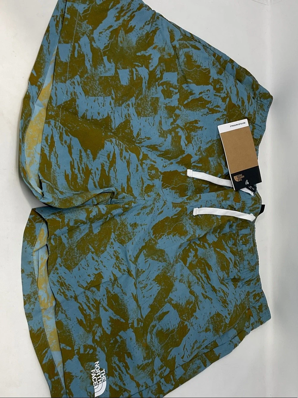 The North Face Men's Blue & Olive Patterned Drawstring Shorts
